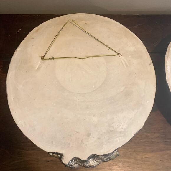 Vintage‎ MCM Mid Century Chalkware Asian Man Woman large 3D Wall Hanging Set - Picture 8 of 9